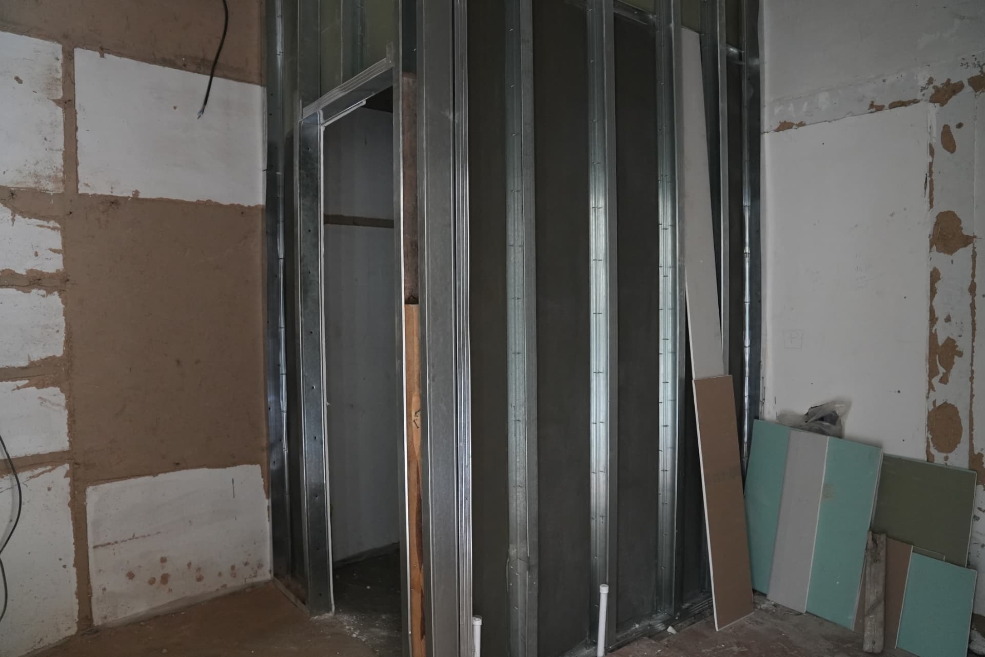 Close-up of the new walls going up