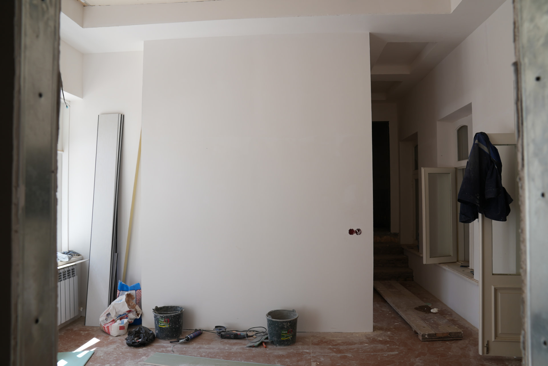 Fresh walls along the hallway
